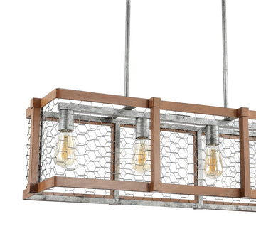 Gaines 34.5" Linear Adjustable Iron Rustic Industrial LED Pendant - JONATHAN Y